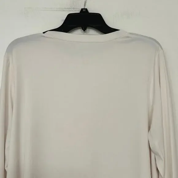 Susan Graver Modern Essentials Liquid Knit Neutral Cream Long sleeve Top 1X - Picture 6 of 8